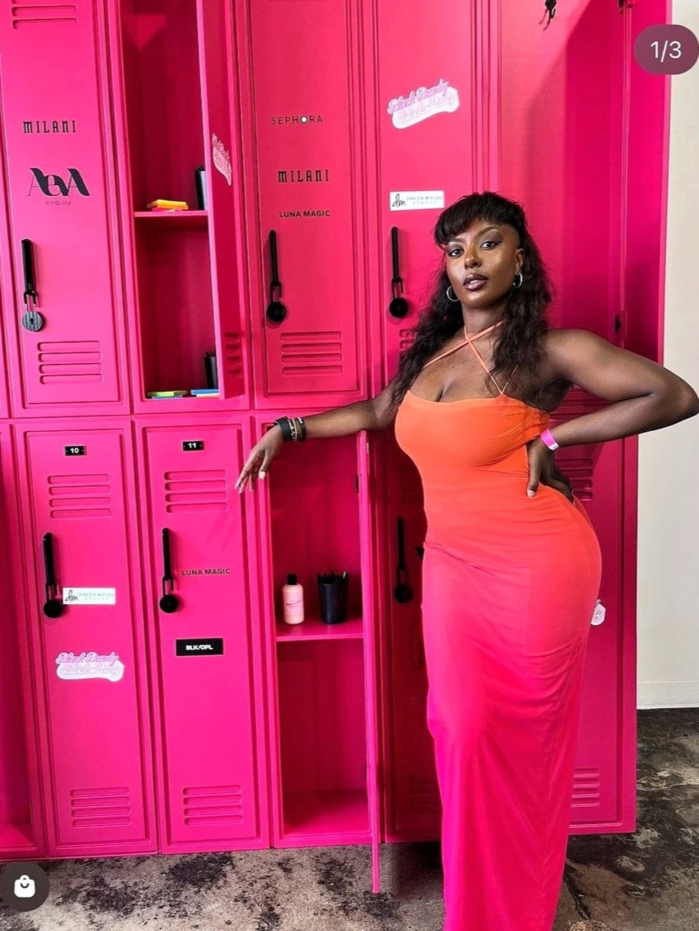 Women's Orange Pink Maxi Dress size S